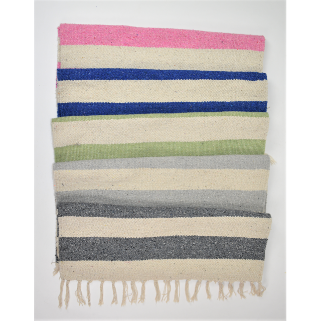 Colourful nautical large stripe rectangle shaped recycled cotton rug in 2 sizes